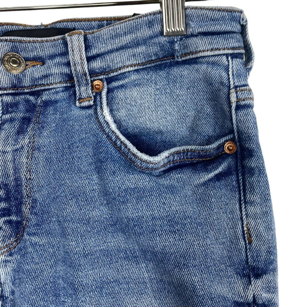 ZARA High Rise Skinny Jeans Light Wash Raw Hem Distressed Stretch Size 6‎ - Picture 5 of 11